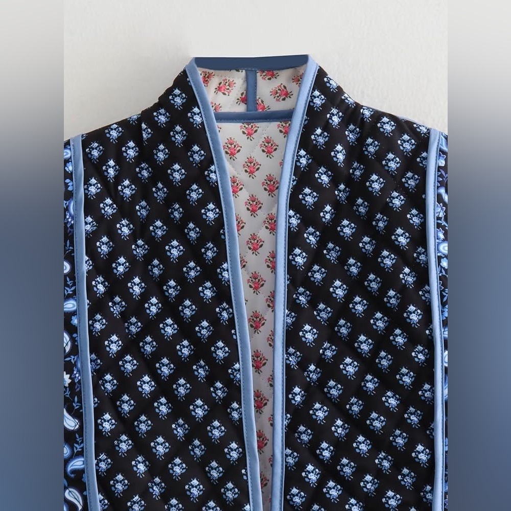 Patchwork Floral Reversible Jacket in Indigo & Petal - Picture 7 of 14